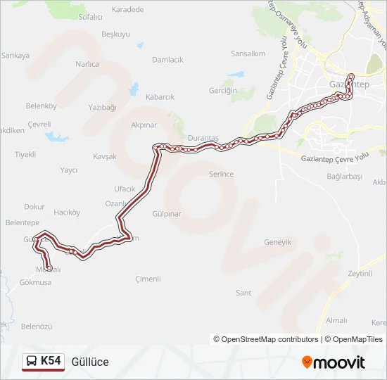 K54 Bus Line Map