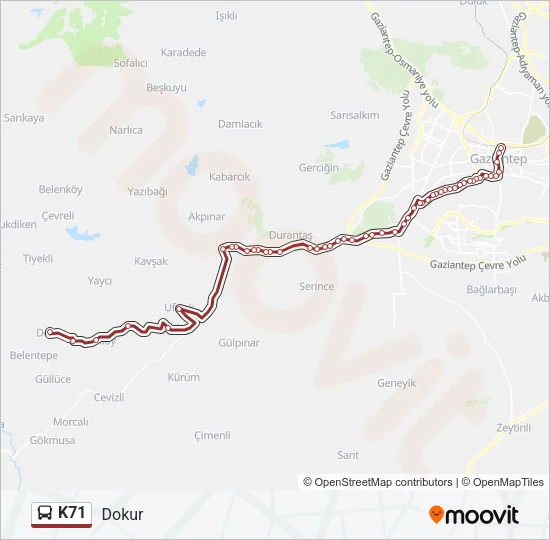 K71 Bus Line Map