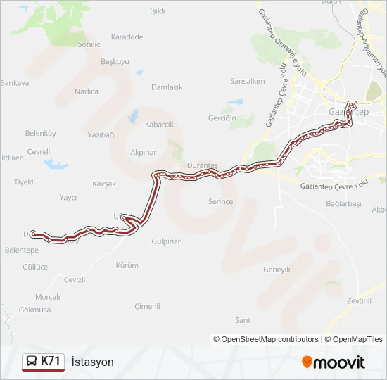 K71 Bus Line Map