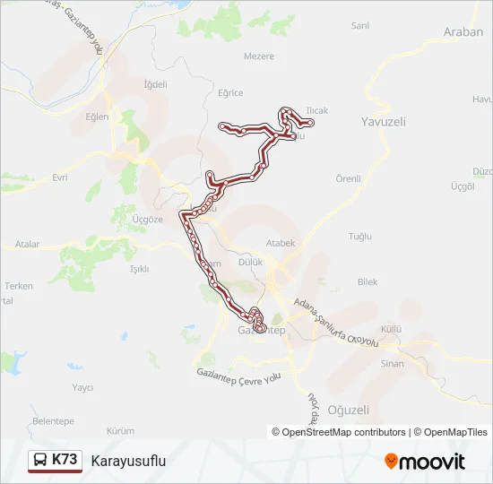 K73 Bus Line Map