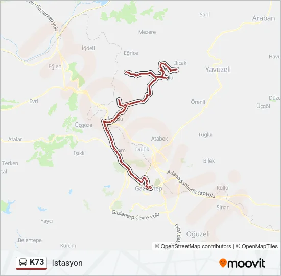 K73 Bus Line Map