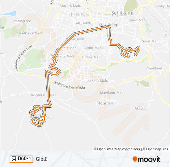 B60-1 bus Line Map