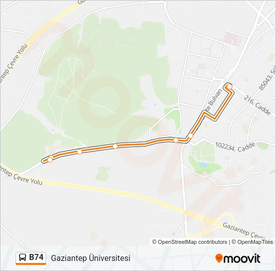 B74 Bus Line Map