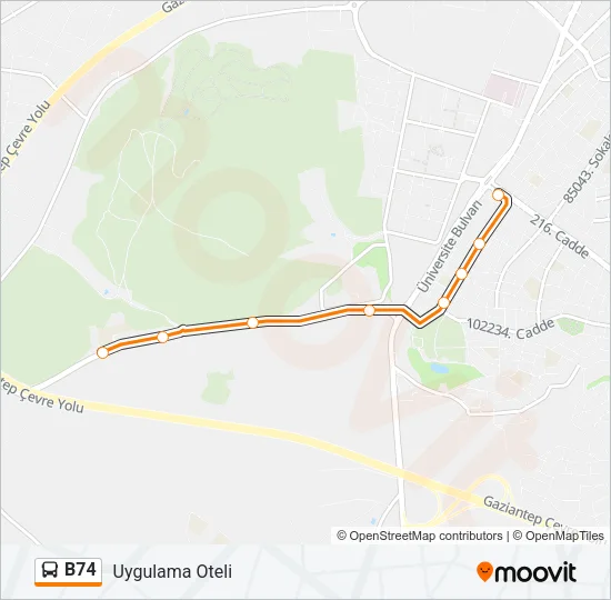 B74 Bus Line Map