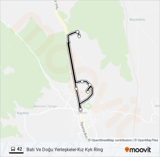 42 otobüs Hattı Haritası