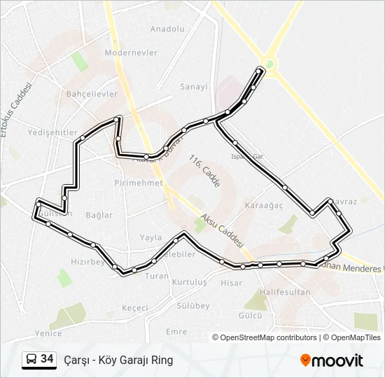 34 Bus Line Map