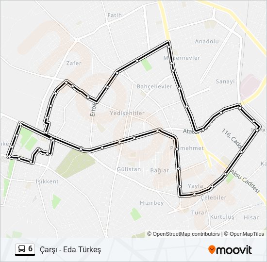 6 otobüs Hattı Haritası