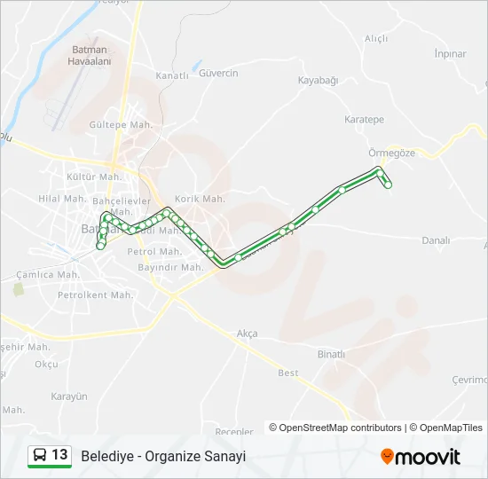 13 Bus Line Map