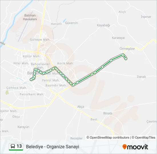 13 Bus Line Map