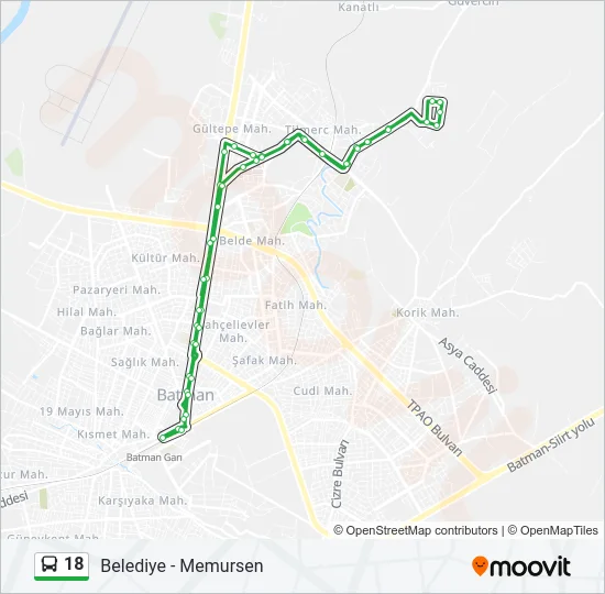 18 Bus Line Map