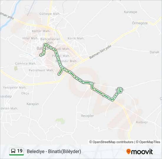 19 Bus Line Map