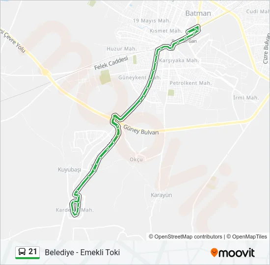 21 Bus Line Map