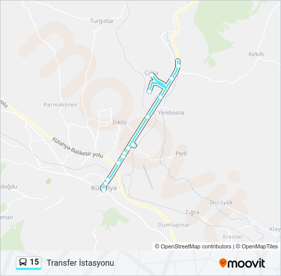 15 otobüs Hattı Haritası