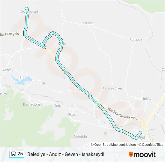 25 Bus Line Map