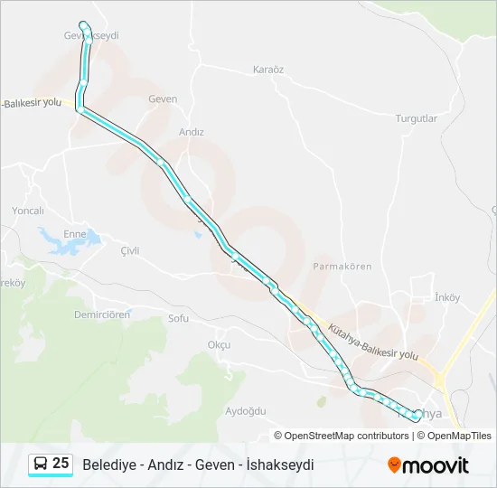 25 Bus Line Map