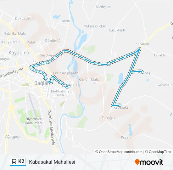 K2 Bus Line Map