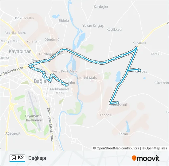 K2 Bus Line Map