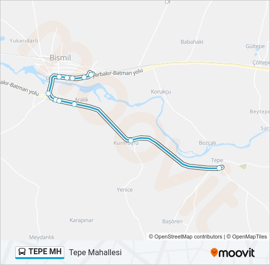 TEPE MH otobüs Hattı Haritası