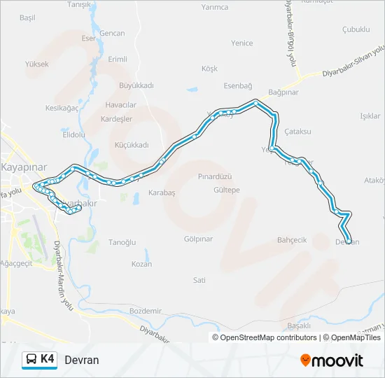 K4 Bus Line Map