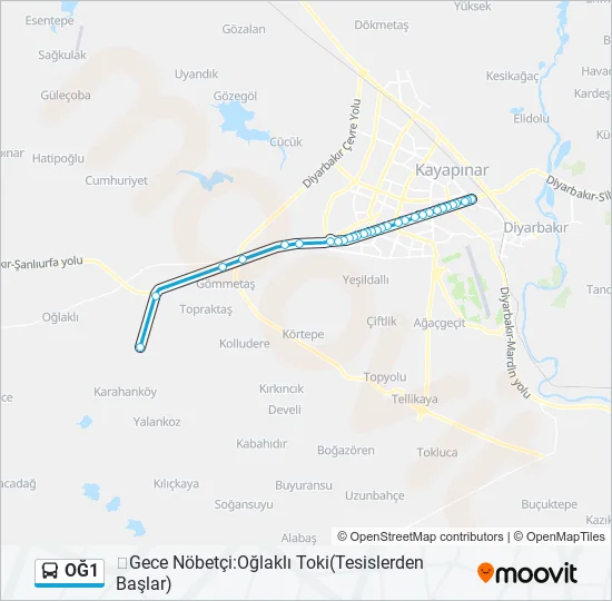 OĞ1 Bus Line Map
