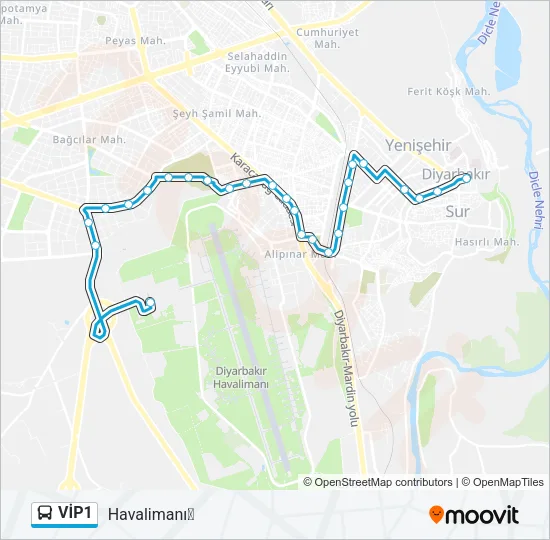 VİP1 Bus Line Map