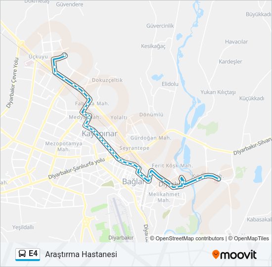 E4 Bus Line Map