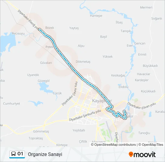 O1 Bus Line Map