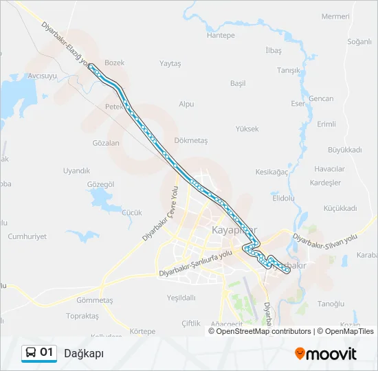 O1 Bus Line Map
