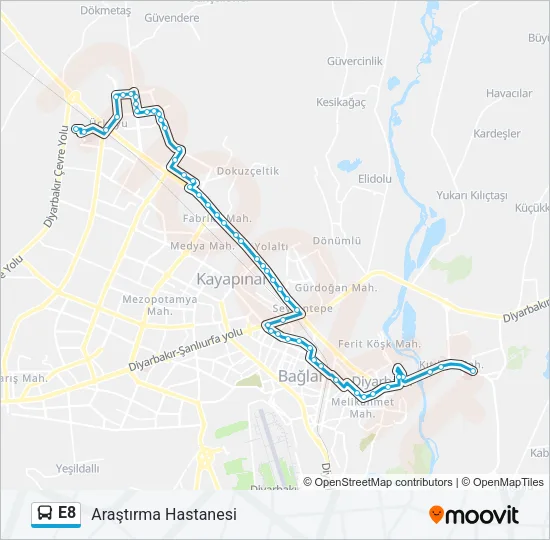 E8 Bus Line Map
