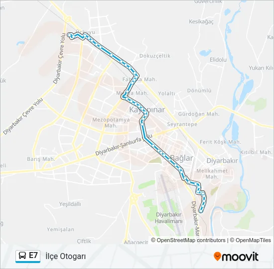 E7 Bus Line Map