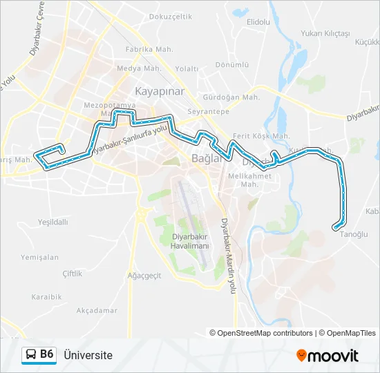 B6 Bus Line Map