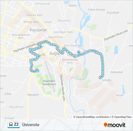 Z2 Bus Line Map