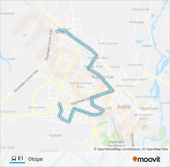 E1 Bus Line Map