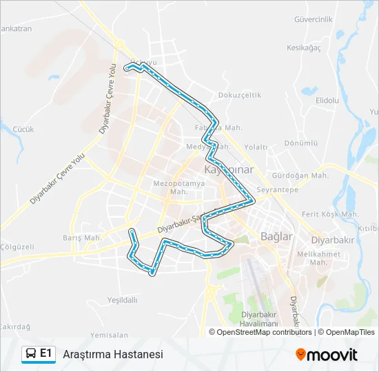 E1 Bus Line Map