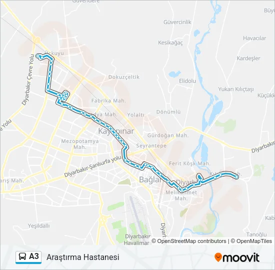 A3 Bus Line Map