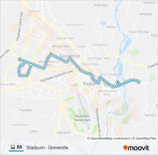 B8 bus Line Map