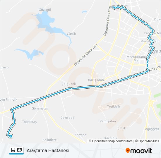 E9 Bus Line Map