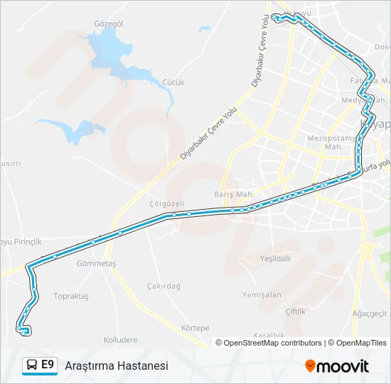 E9 Bus Line Map