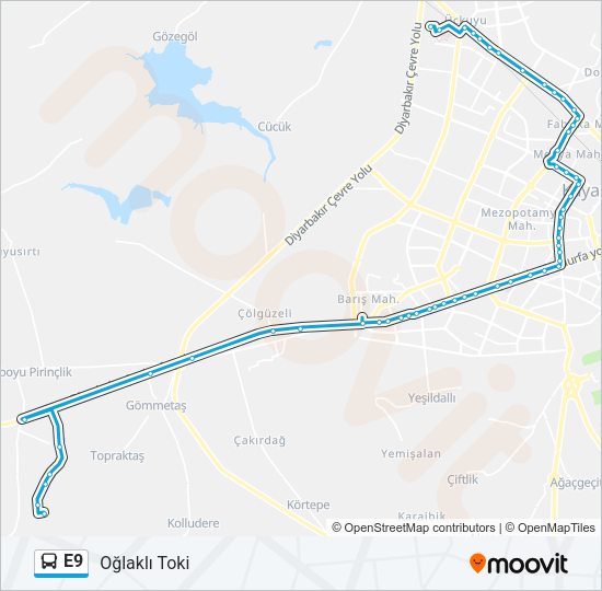 E9 Bus Line Map