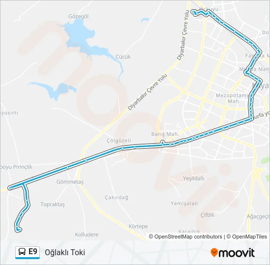 E9 Bus Line Map