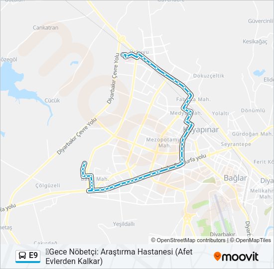 E9 Bus Line Map
