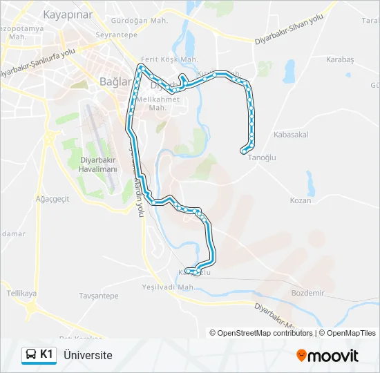 K1 Bus Line Map