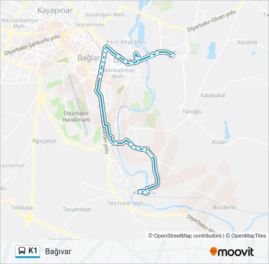 K1 Bus Line Map