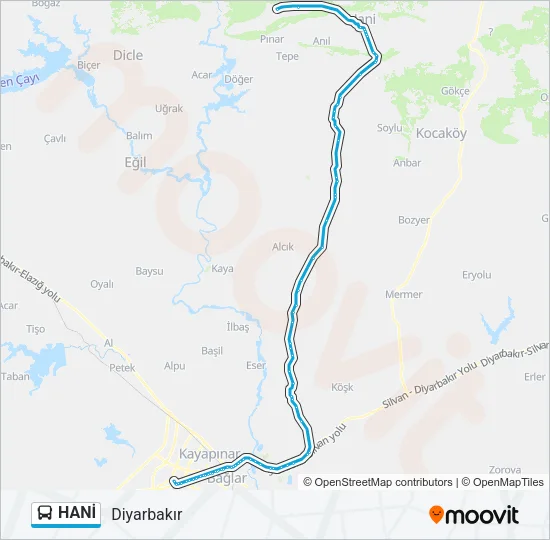 HANİ Bus Line Map