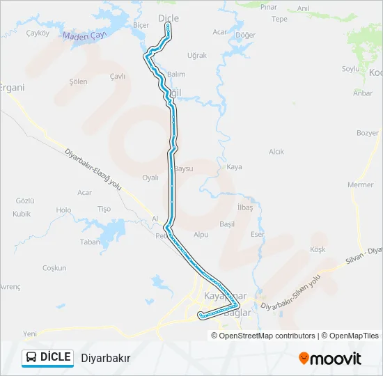 DİCLE Bus Line Map
