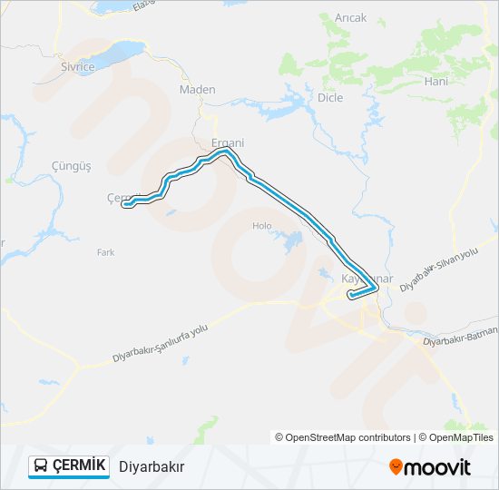 ÇERMİK bus Line Map