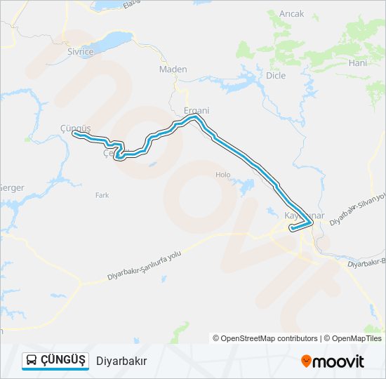 ÇÜNGÜŞ otobüs Hattı Haritası