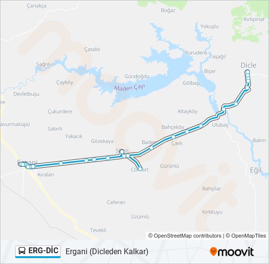 ERG-DİC otobüs Hattı Haritası