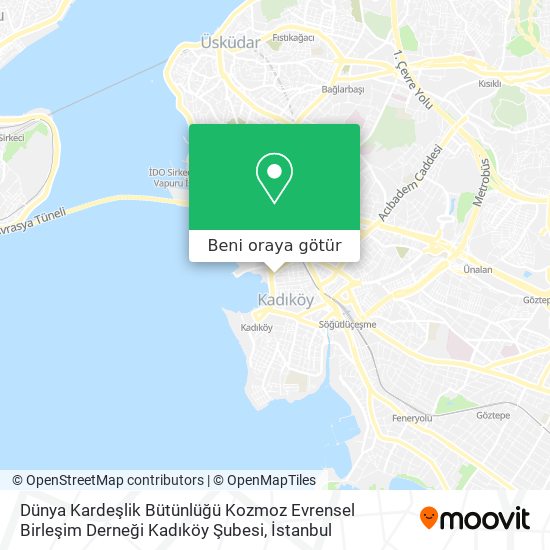 Dünya Kardeşlik Bütünlüğü Kozmoz Evrensel Birleşim Derneği Kadıköy Şubesi harita