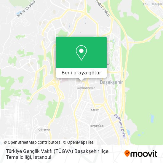 Türkiye Gençlik Vakfı (TÜGVA) Başakşehir İlçe Temsilciliği harita
